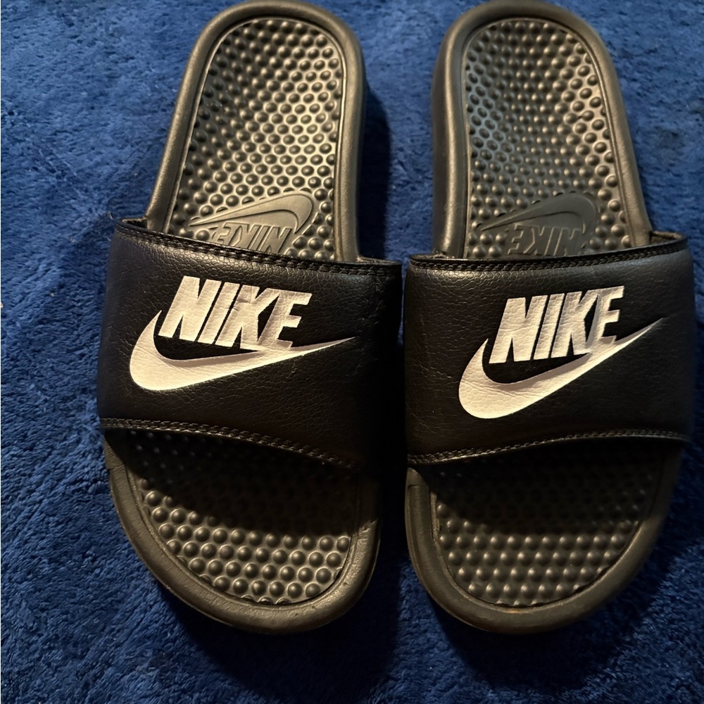 Nike Black and White Slide Sandals